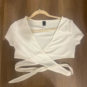 SHEIN Cream Wrap Crop Top